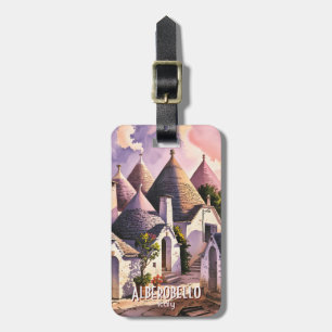 Alberobello Trulli Häuser Italien Aquarell Gepäckanhänger