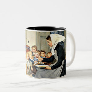 Albert Anker - Das Kinderzimmer (Creche) Zweifarbige Tasse