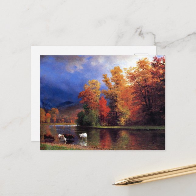 Albert Bierstadt - Auf dem Saco Postkarte (Vorderseite/Rückseite Beispiel)