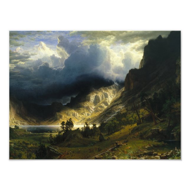 Albert Bierstadt - Ein Sturm im Rocky Mountains Fotodruck (Vorne)