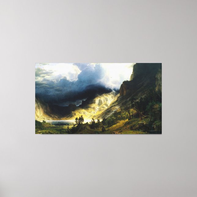 Albert Bierstadt - Ein Sturm im Rocky Mountains Leinwanddruck (Vorderseite)
