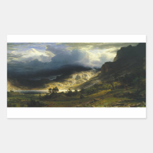 Albert Bierstadt - ein Sturm in Rocky Mountains Rechteckiger Aufkleber