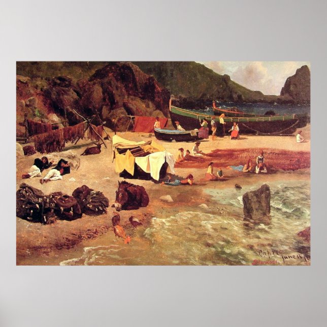 Albert Bierstadt - Fischereiboot in Capri Poster (Vorne)