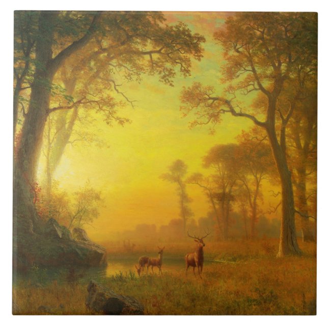 Albert Bierstadt Licht im Wald Fliese (Vorderseite)