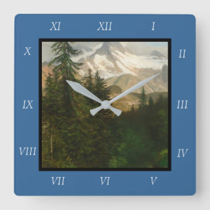Albert Bierstadt Malerschnee im Hochland Quadratische Wanduhr