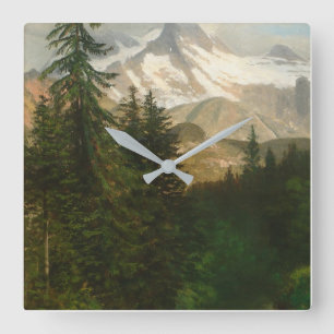Albert Bierstadt malt Schnee im Hochland Quadratische Wanduhr