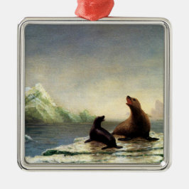 Albert Bierstadt malt, Siegel, Ornament Aus Metall