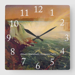 Albert Bierstadt, Niagara Falls. Quadratische Wanduhr