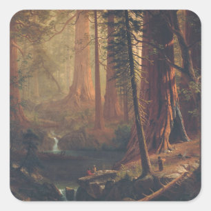Albert Bierstadt - Redwood Trees Quadratischer Aufkleber