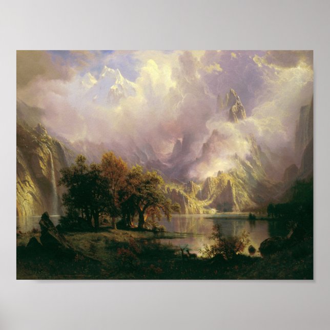 Albert Bierstadt - Rocky Mountains Landschaft Poster (Vorne)