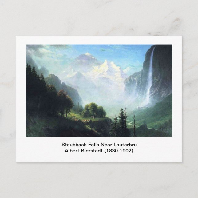 Albert Bierstadt, Staubbach, in der Nähe von Laute Postkarte (Vorderseite)