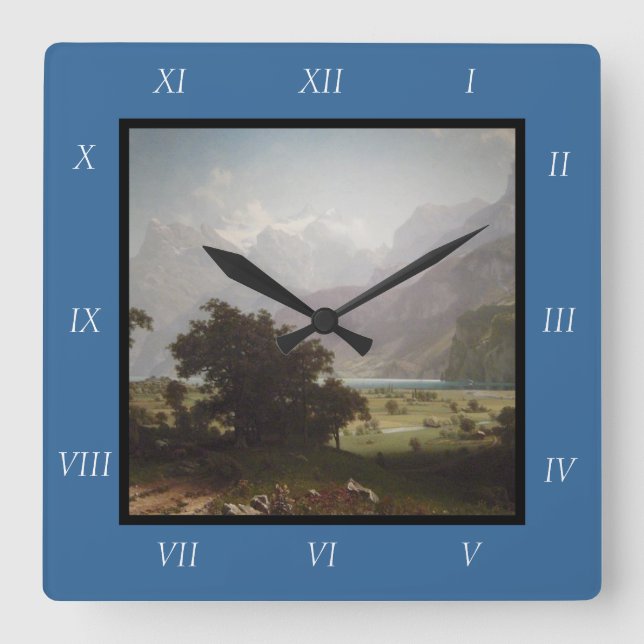 Albert Bierstadter Vierwaldstättersee, 1858 Canvas Quadratische Wanduhr (Vorderseite)