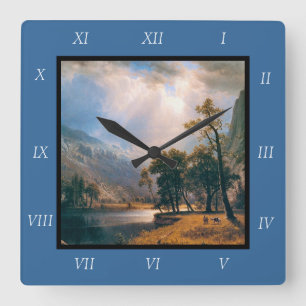 Albert Bierstadts Halbkuppel, Yosemitetal 1870 Quadratische Wanduhr