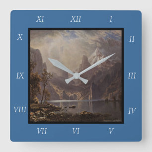 Albert Bierstadt's Lake Tahoe, 1868 Leinwanddruck Quadratische Wanduhr
