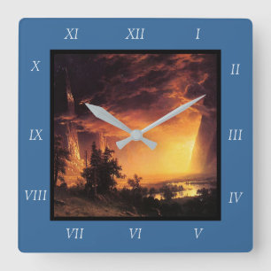 Albert Bierstadts Sonnenuntergang im Yosemite Vall Quadratische Wanduhr