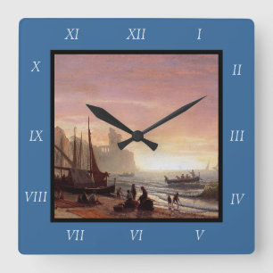 Albert Bierstadt's The Fishing Fleet Leinwanddruck Quadratische Wanduhr