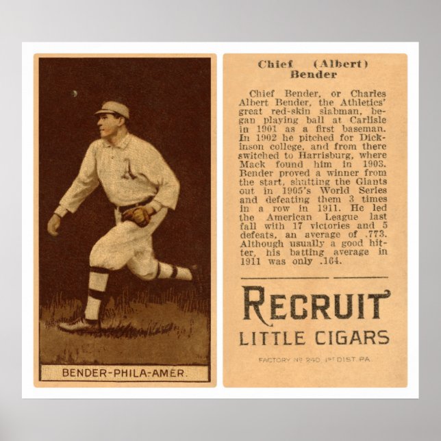 Albert Chief Bender Baseball 1912 Poster (Vorne)