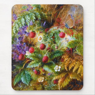 Albert Dürer Lucas: Wilde Erdbeeren & Schmetterlin Mousepad
