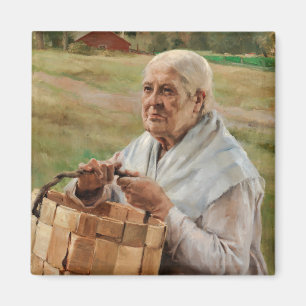 Albert Edelfelt - Alte Frau mit einem Spanbasket Magnet