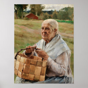 Albert Edelfelt - Alte Frau mit einem Splintkorb Poster