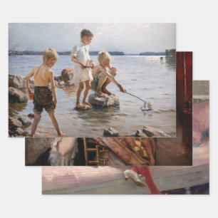 Albert Edelfelt - Auswahl der Meisterwerke Geschenkpapier Set