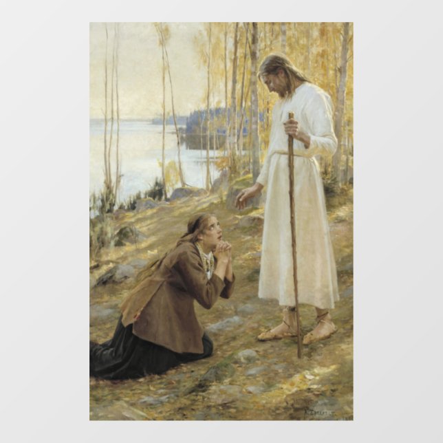 Albert Edelfelt - Christus und Maria Magdalene Fensteraufkleber (Blatt)