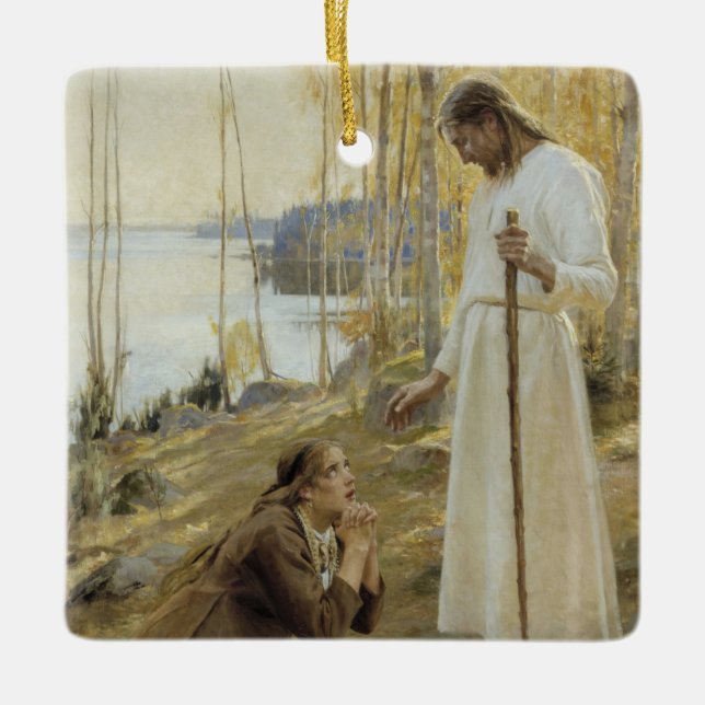 Albert Edelfelt - Christus und Maria Magdalene Keramikornament (Vorderseite)