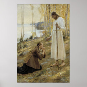 Albert Edelfelt - Christus und Maria Magdalene Poster