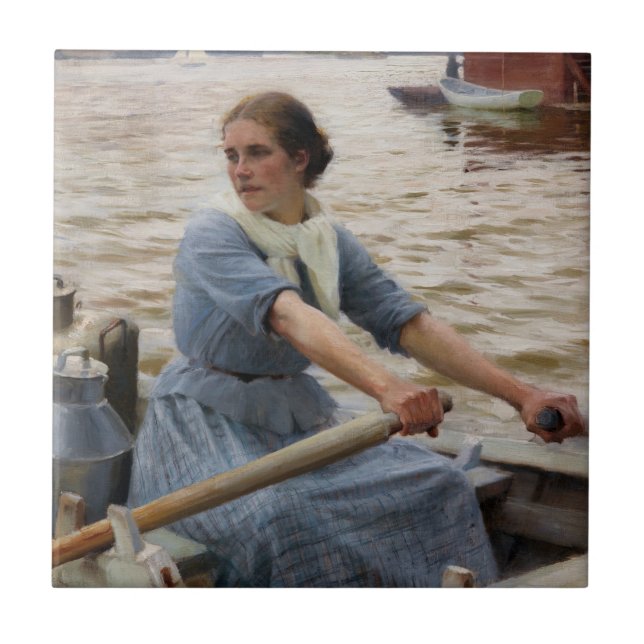 Albert Edelfelt - Die Milchfrau Fliese (Vorderseite)