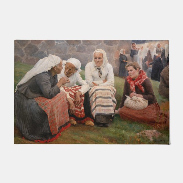 Albert Edelfelt - Frauen außerhalb der Kirche Fußmatte (Vorderseite)