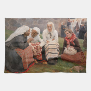 Albert Edelfelt - Frauen außerhalb der Kirche Geschirrtuch