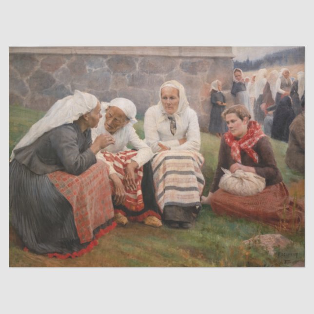 Albert Edelfelt - Frauen außerhalb der Kirche Seidenpapier (Vorderseite)
