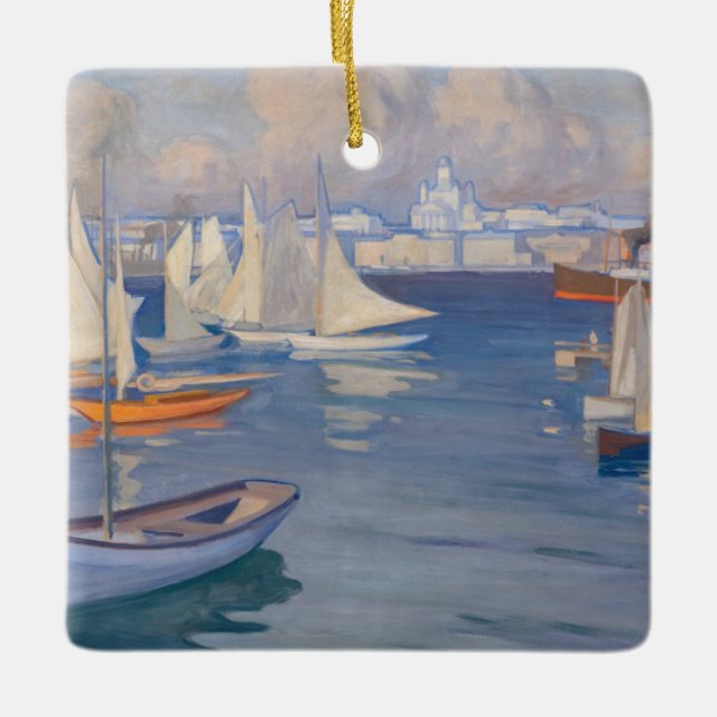 Albert Edelfelt - Hafen in Helsinki Keramikornament (Vorderseite)