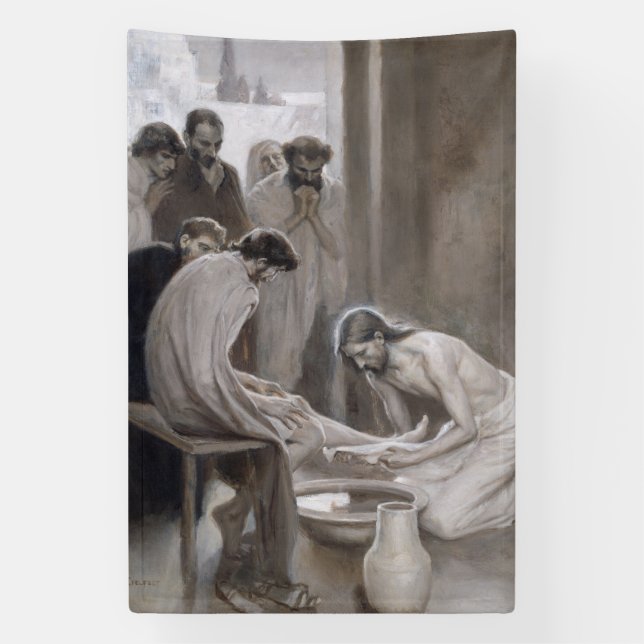 Albert Edelfelt - Jesus Washing Feet of Disciples Banner (Vertikal)