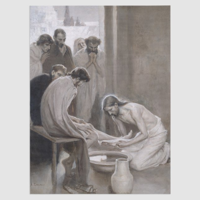 Albert Edelfelt - Jesus Washing Feet of Disciples Seidenpapier (Von Creator hochgeladen)