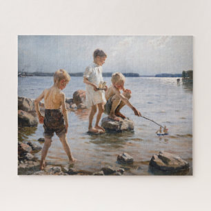Albert Edelfelt - Jungen spielen am Ufer