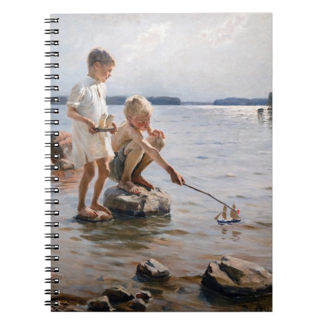 Albert Edelfelt - Jungen spielen am Ufer Notizblock (Vorderseite)
