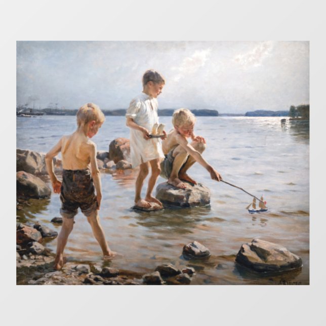 Albert Edelfelt - Jungs, die an der Küste spielen Fensteraufkleber (Blatt)