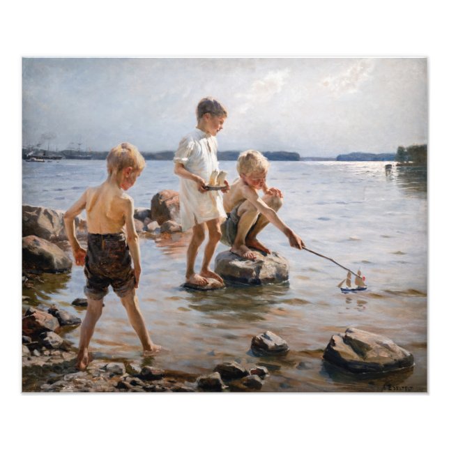 Albert Edelfelt - Jungs, die an der Küste spielen Fotodruck (Vorne)
