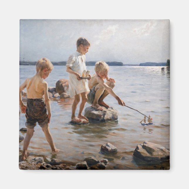 Albert Edelfelt - Jungs, die an der Küste spielen Magnet (Vorne)