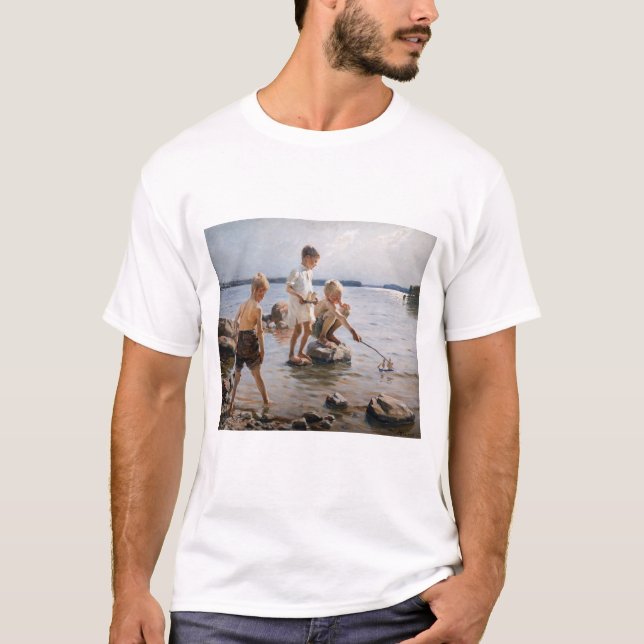 Albert Edelfelt - Jungs, die an der Küste spielen T-Shirt (Vorderseite)