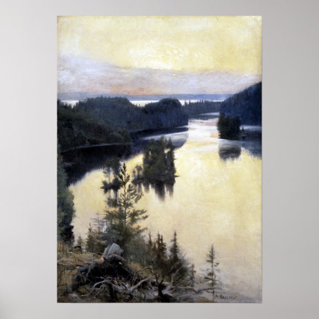 Albert Edelfelt Kaukola Ridge bei Sunset Poster (Vorne)