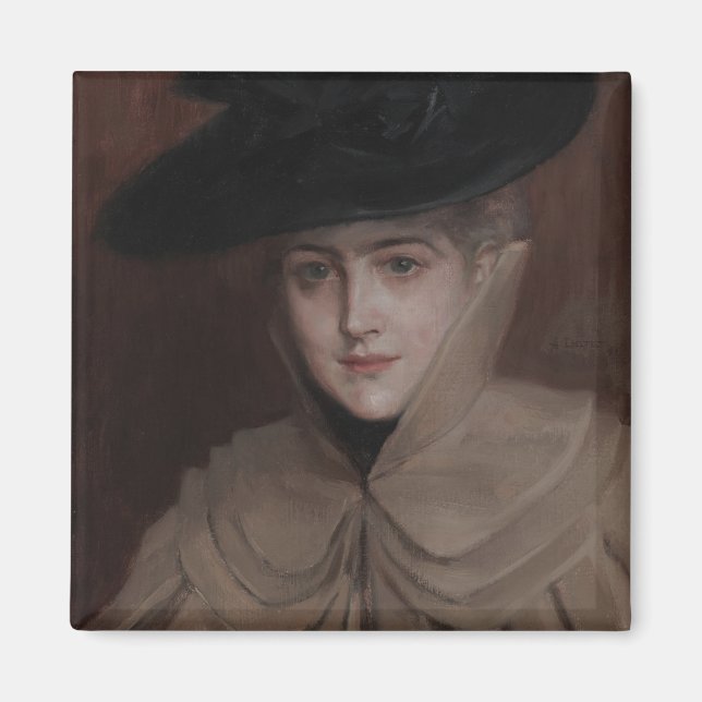 Albert Edelfelt - Portrait einer jungen Frau Magnet (Vorne)
