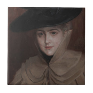 Albert Edelfelt - Porträt einer jungen Frau Fliese