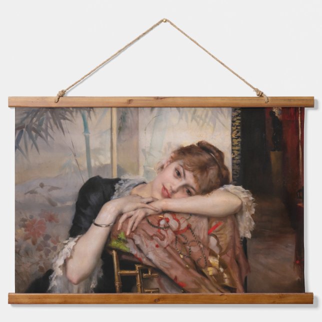 Albert Edelfelt - The Parisienne / Virginie Wandteppich Mit Holzrahmen (Vorne)