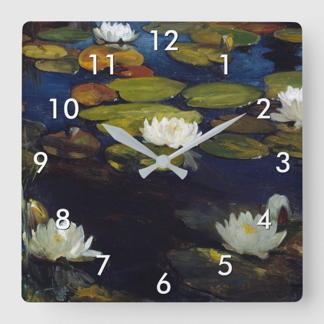 Albert Edelfelt - Water Lilies, Studie Quadratische Wanduhr (Vorderseite)