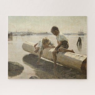 Albert Edelfelt - Zwei Jungen auf einem Baumstamm