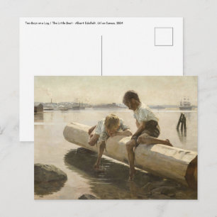Albert Edelfelt - Zwei Jungen auf einem Baumstamm Postkarte
