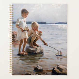 Albert Edelfeue - Les garçons jouent sur le rivage