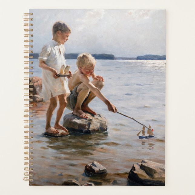 Albert Edelfeue - Les garçons jouent sur le rivage (Devant)